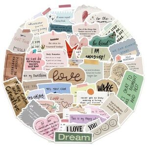 50 Inspirational Sticker Set with Quotes NEW